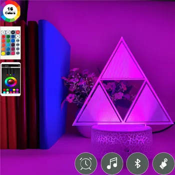 

7 Color Change Nightlight Geometric Triangle Shape for Children Holiday Birthday Gift Study Event Prize 3d Led Light App Control