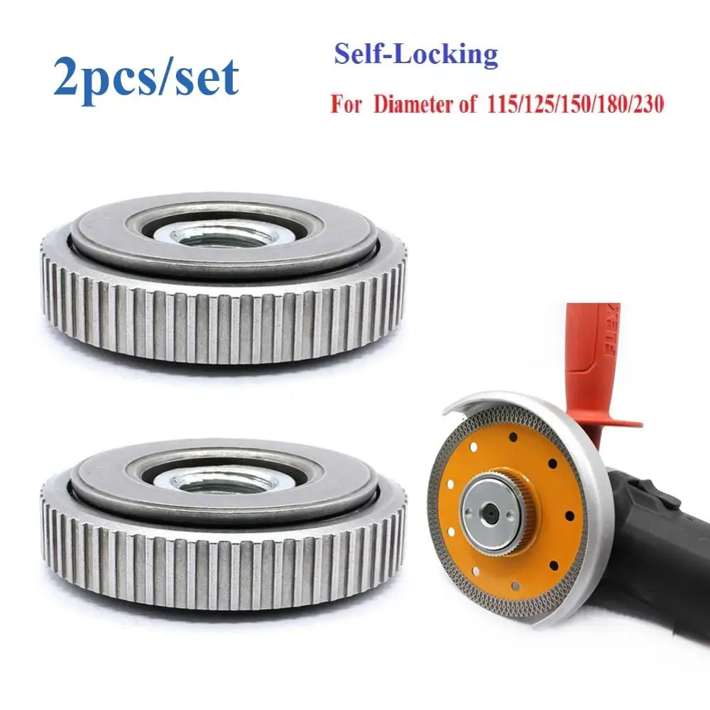 

2pcs M14 Thread Angle Grinder Inner Outer Flange Nut Set Tools for 115mm/125mm Angle Grinder Spindle Thread Power Grinding Tool