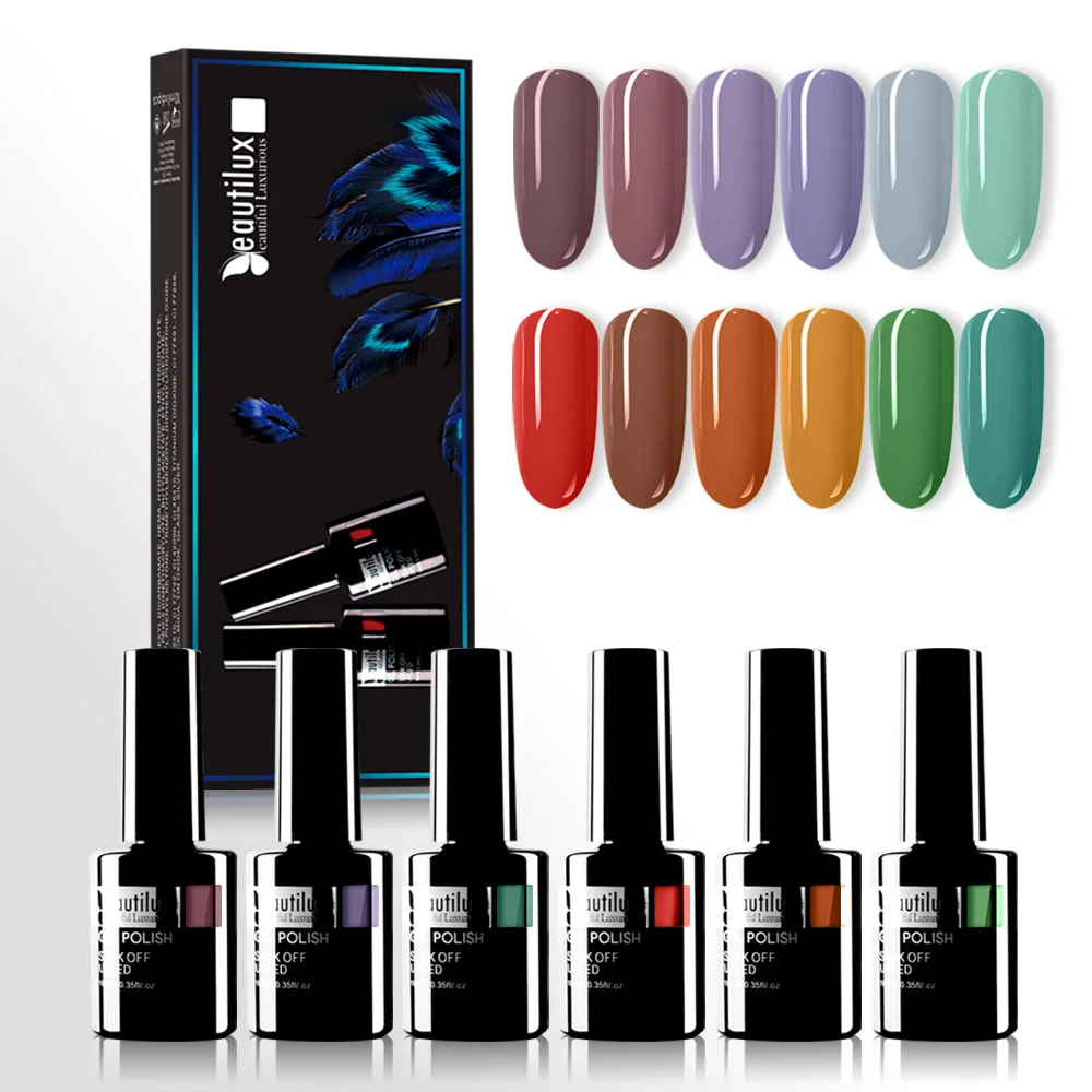 

Beautilux Nail Gel Polish Lot Autumn Color Collection Dark Nail Gel Polish Lacquer Kit UV LED Nails Polish Varnish 6pcs/set 10ml