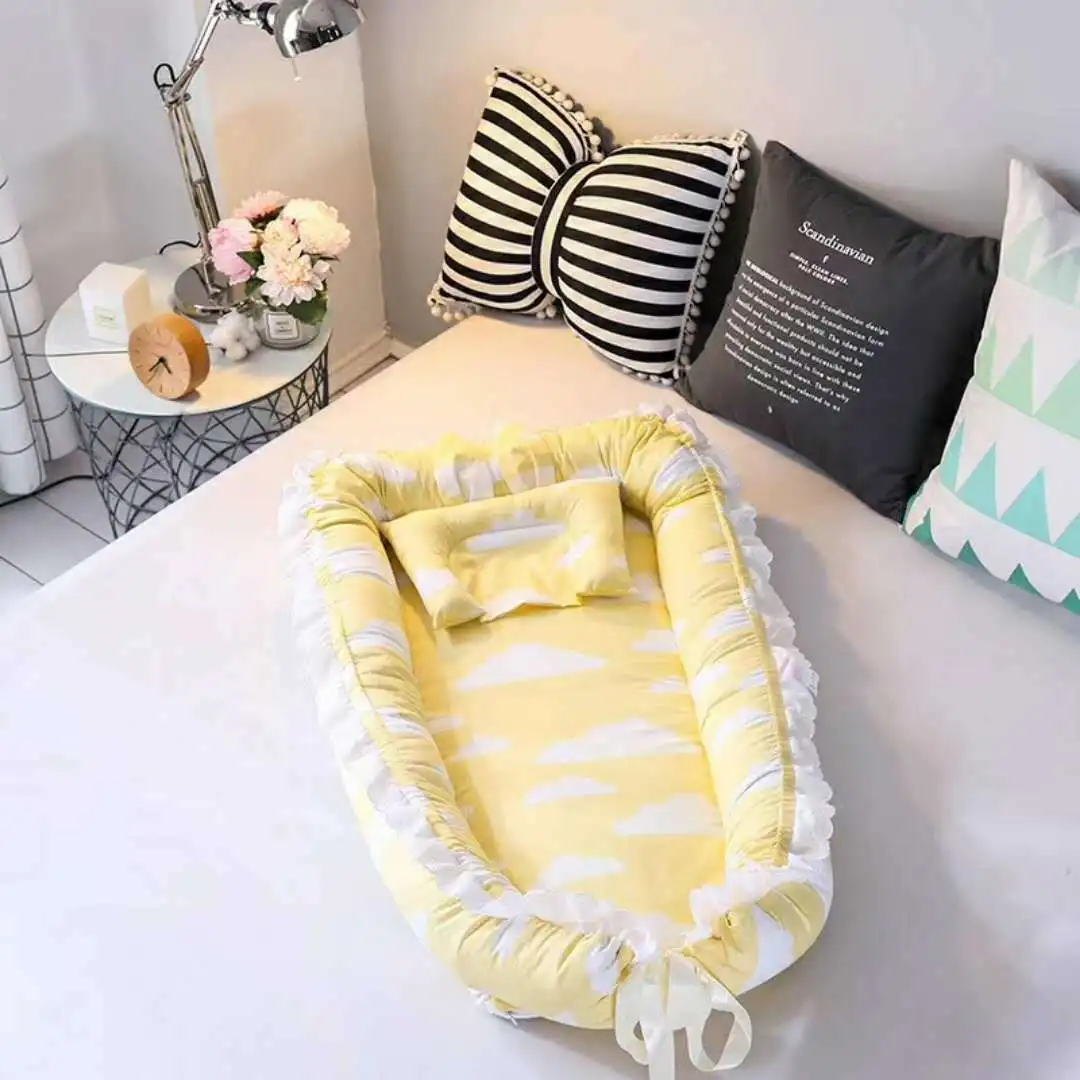Детские Портативный кроватки новорожденных гнездо кроватки хлопок путешествия спальная кровать защитные Детские Складные 2 шт./компл. печати - Цвет: BXX025D-2pcs-set
