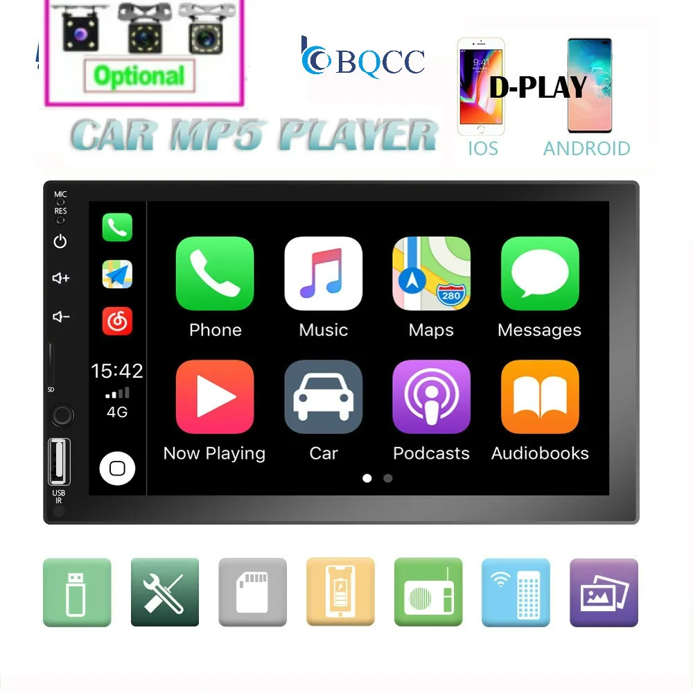 Автомагнитола 2 Din автомагнитола с сенсорным экраном MirrorLink поддержкой MP5 Bluetooth USB TF