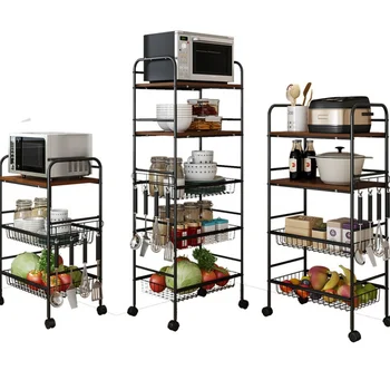 

Kitchen Shelf: Floor Type Multi-layer Utensils, Microwave Oven, Storage Space Shelf