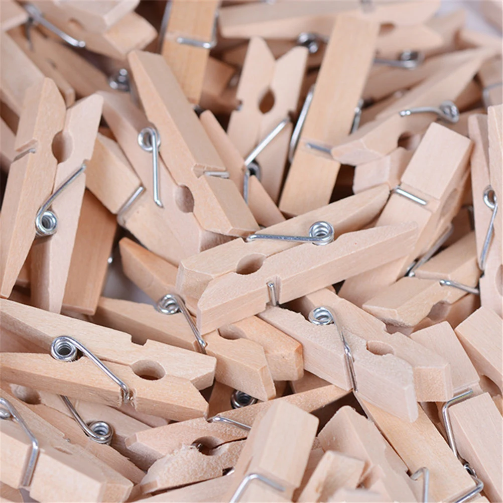 50PCS Mini Natural Spring Wood Clips Photo Paper Clothes Peg Pin Clothespin Craft Clips Party Home Supplies Decor Wholesale