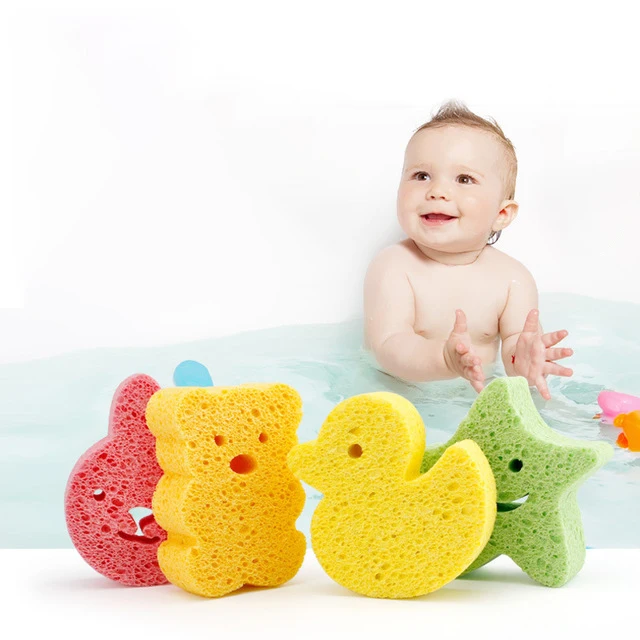 Newborn Baby Kids Cute Animal Cotton Shower Bath Sponge Baby Bath Sponge Children Bath Shower