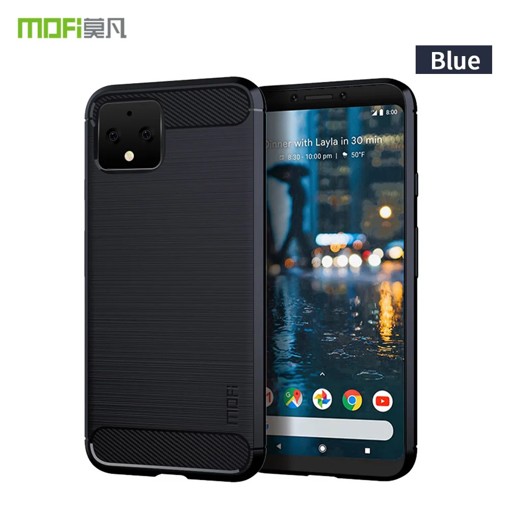 MOFi для Google Pixel 4 чехол противоударный из углеродного волокна Мягкий ТПУ противоударный чехол для телефона для Google Pixel 4 XL Capa Coque - Цвет: Синий