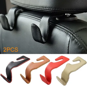 

2pcs/set Back Seat Organizer For Car Stand Rear Rack Easy Install PU Leather Headrest Hooks Auto Fastener Hanger Hanging Purses