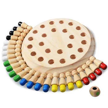 

Fun Block Board Game Educational Color Cognitive Ability Toy Kids Wooden Memory Match Stick Chess Game for Children
