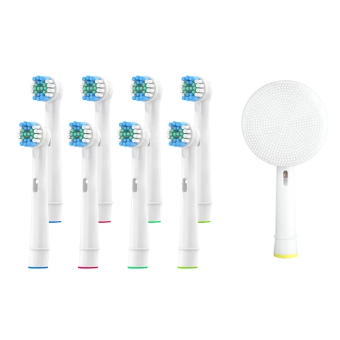 Cleansing Brush Head and 8pcs Replacement Brush Heads For Oral-B Electric Toothbrush Fit Advance Power/Pro Health/Triumph