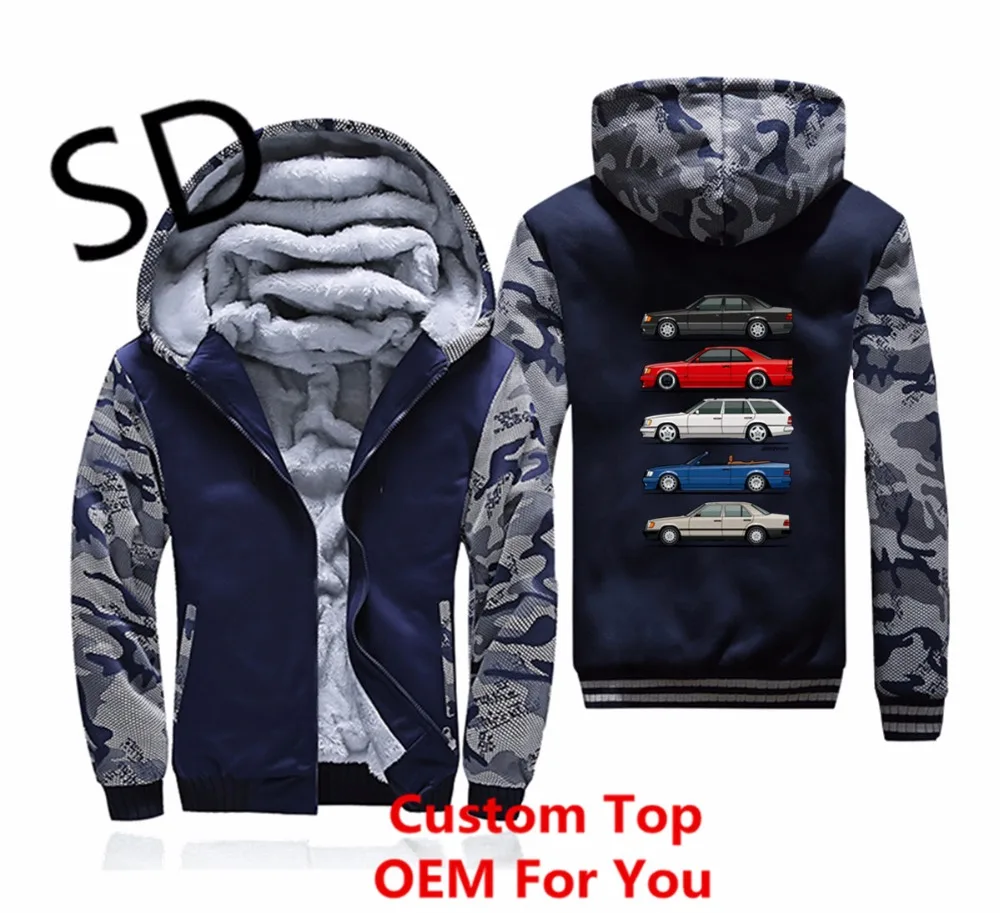 

Dropshipping 3D Hoodies Men Stack of Mercedes W124 E Class Zipper Sweatshirts Jacket Winter Warmth Thicken Hooded Coat Tops