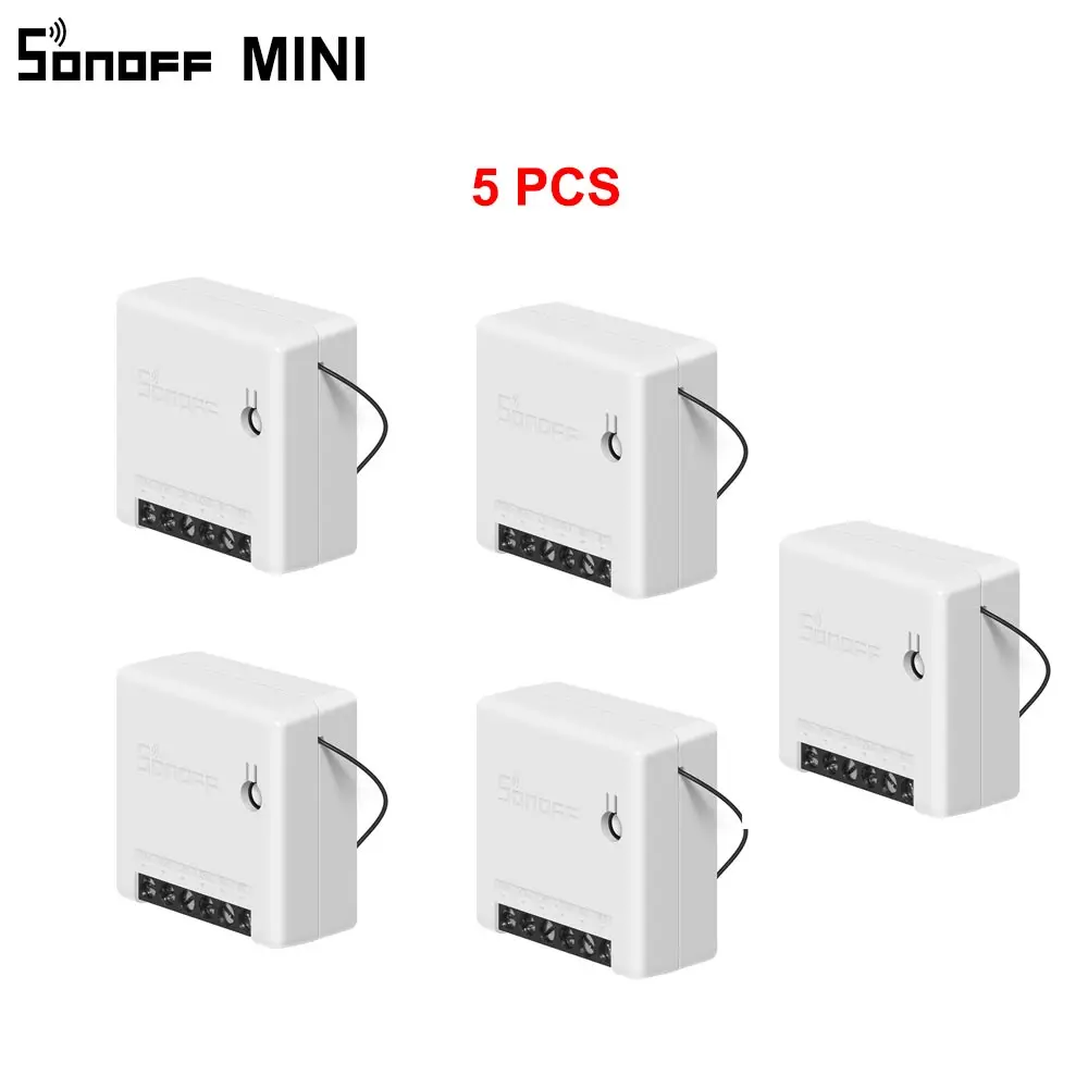 5PCS MINI Дешевые SONOFF Мини DIY WiFi умный переключатель Малый корпус 10A 2 способа синхронизации света выключатели модуль дистанционного управления работает с Alexa Itead - Комплект: 5PCS MINI