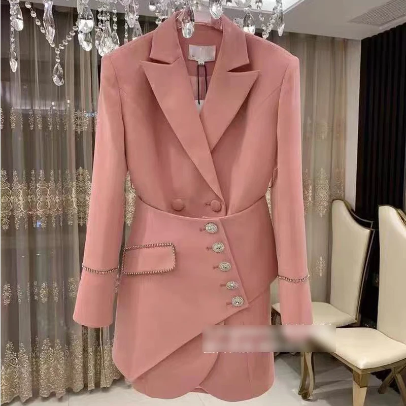 Hot Pink Blazer Skirt Set Pink Two Piece Blazer Set Women Suit