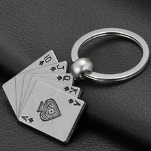 Design Kühlen Luxus metall Keychain Auto Schlüssel Kette Schlüssel Ring Poker Casino kette farbe anhänger Für Mann Frauen Geschenk(China)