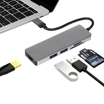 

USB-C Hub Dual USB 3.1, Type C to HDMI 4K Adapter, SD & SD Card Reader