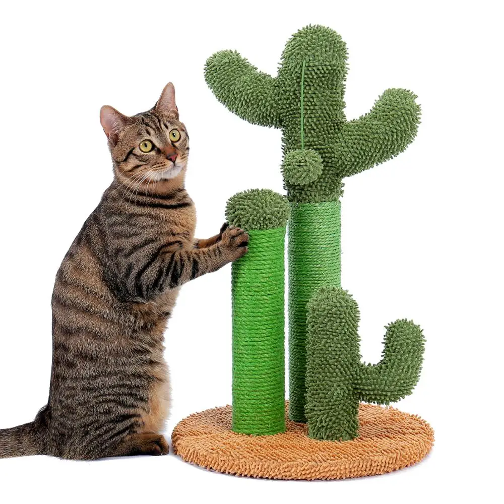 Made4Pets Cat Scratching Post Cactus Shape with Natural Sisal Ropes Cat Scratcher for Cats and Kittens 