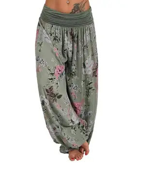 

Sweatpants Print New Arrival New Women Free Shipping 2020 Summer Printed Pants Casual Straight Loose Flat Cotton Elastic Waist