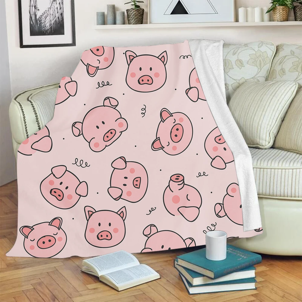 Kids Winter Warm Bedding Couch Bed Cover Pink Pig Pattern Soft Flannel Throw Fleece Blanket Bedspread Home Decoration | Дом и сад