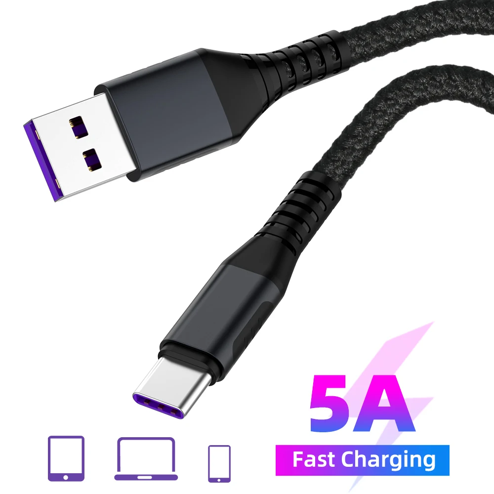 

USB Type C Super Charge Cable For Huawei Mate 10 20 USB C Fast Charger Cord For Xiaomi Redmi K20Pro Type-C Cabo USB Supercharger