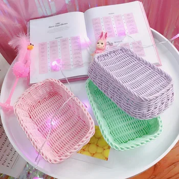 

W&G Kawaii Ice Cream Colorful Desktop Woven Debris Basket Desktop Photography Props Sundry Storage Basket Photo Props