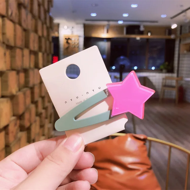 Boutique ins 20pcs Fashion Cute Star Barrettes Hairpins Fluorescent Cartoon Snap Clips Princess Headwear Hair Accessories