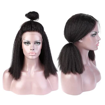 

13x4 Kinky Straight Bob Lace Front Wig Brazilian Short Human Hair Wigs PrePlucked Remy Wig 180% For Black Women 8-12" High Ratio