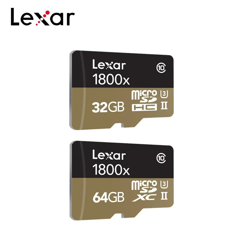 Lexar Профессиональный 1800x microSDXC UHS-II Micro sd-карты объемом 64 Гб оперативной памяти, 32 Гб встроенной памяти до 270 МБ/с. V90 U3 карту памяти SD класса 10 Флэш-Памяти TF карты