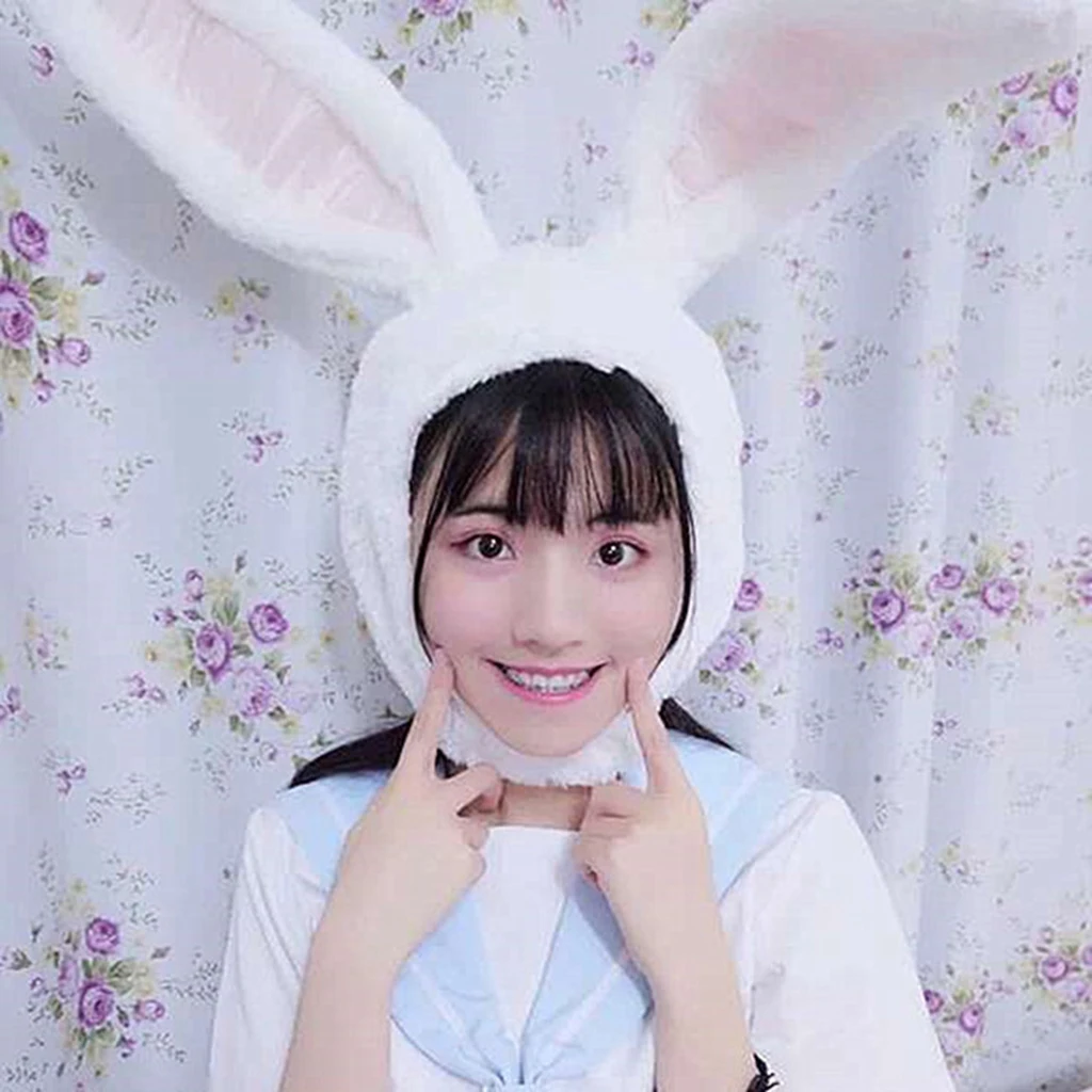 Cozy Rabbit Ear Hat Long Bunny Ears Cap Costume Fancy Dress Headwear Cosplay Photograph Selfie Props White