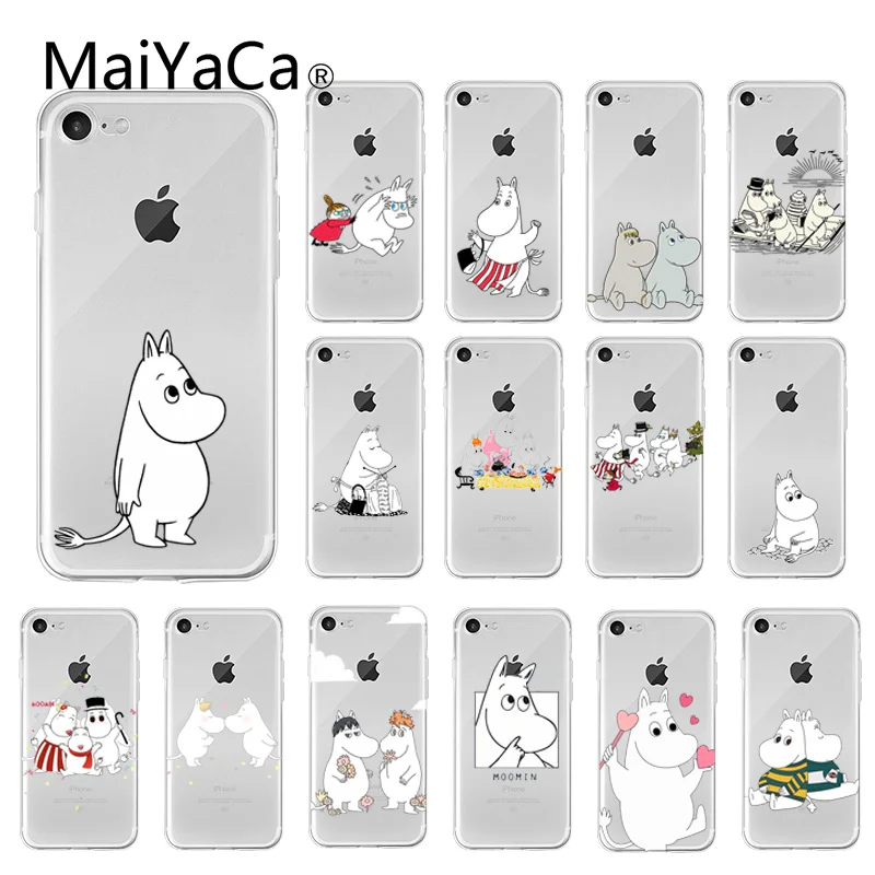 

MaiYaCa hippo Moomin Pattern TPU Soft Phone Case for iPhone 8 7 6 6S Plus 5 5S SE XR X XS MAX 10 Coque Shell