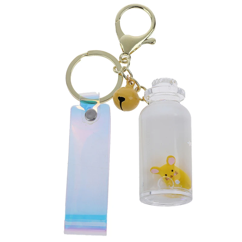 Moving Quicksand Keychain Cute Floating Mouse Key Chain Rat Keychains Creative Bag Jewelry Key Ring Car Pendant Keyring - Color: 2