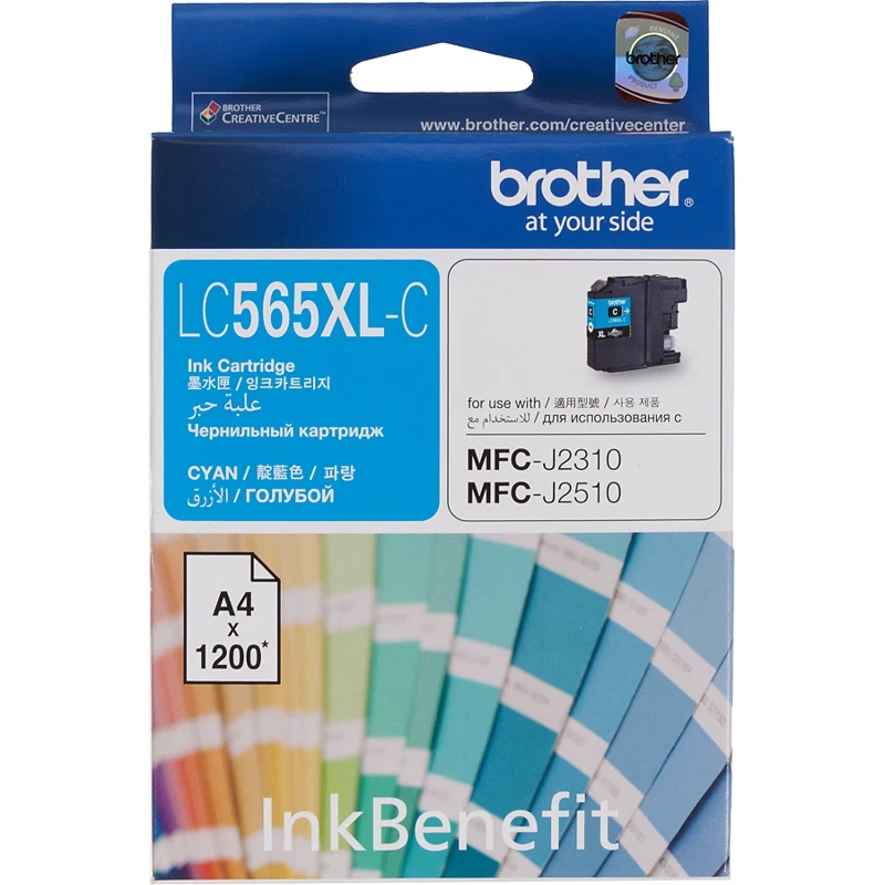 Картридж струйный Brother LC565XLC голубой(1200стр.) для Brother MFC-J2510