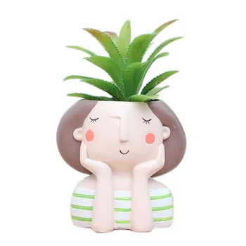 

Boys and Girl Design Flower Home Garden Home Decoration Planter Pot Cute Flowerpot Planter Desktop Vase Home Office Bonsai Pot