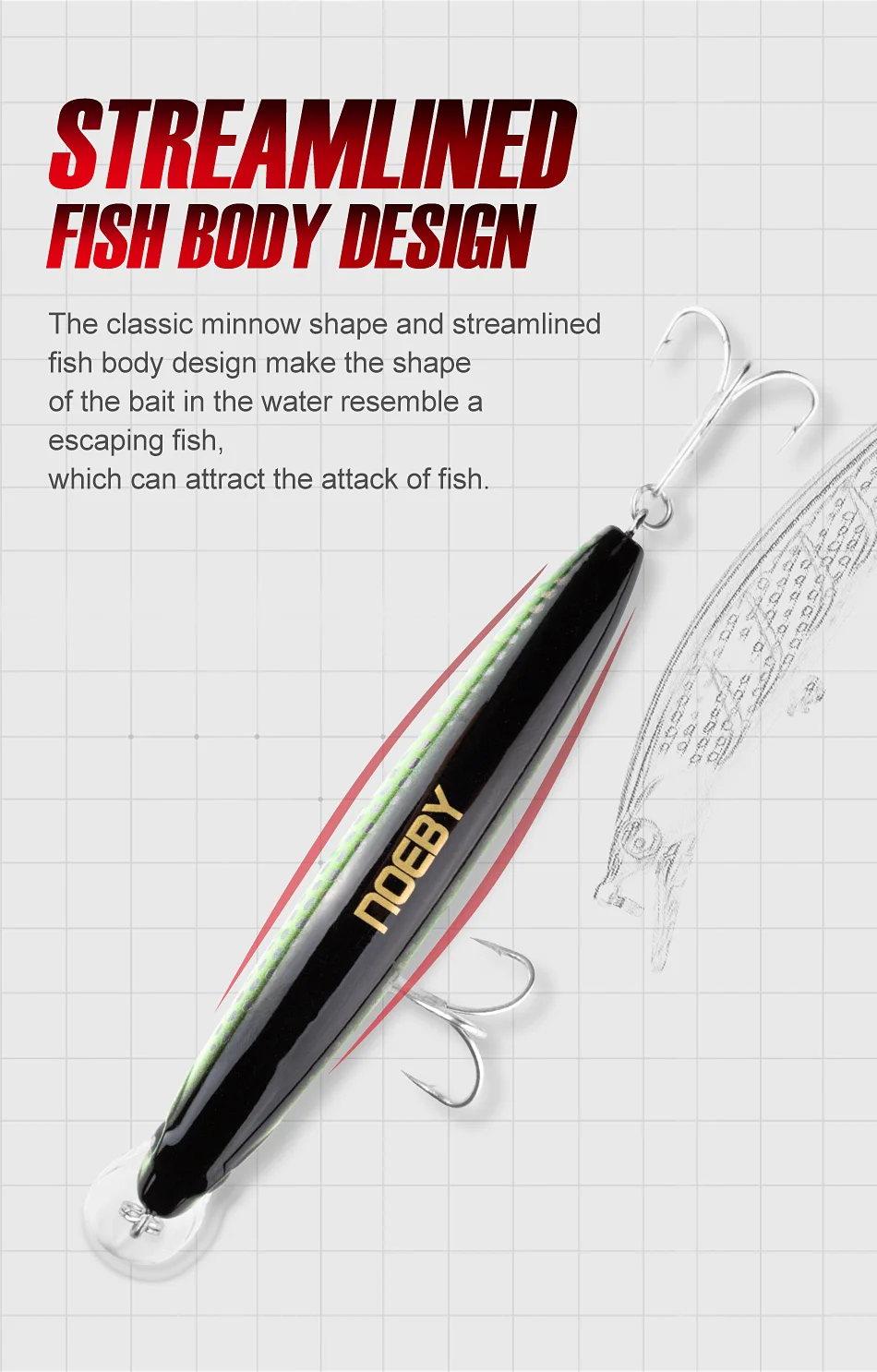 NOEBY Sinkender Minnow-Köder 90mm 29g Jerkbait Künstlicher Harter Köder Salzwasser-Angelköder – Detail 5