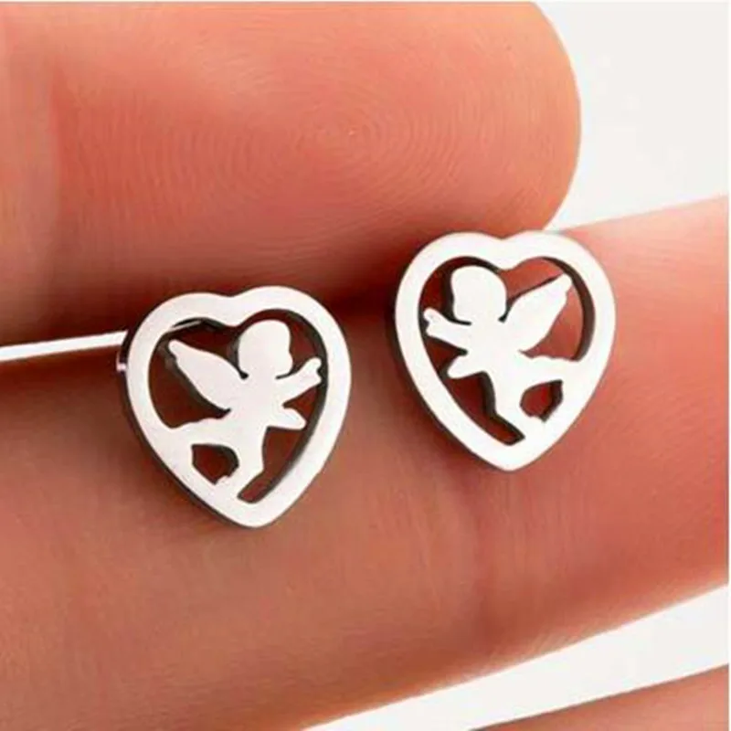 Новинка, ювелирные изделия из нержавеющей стали, модные серьги для женщин, персональные, любовь, полые серьги с ангелами, женские украшения, подарки