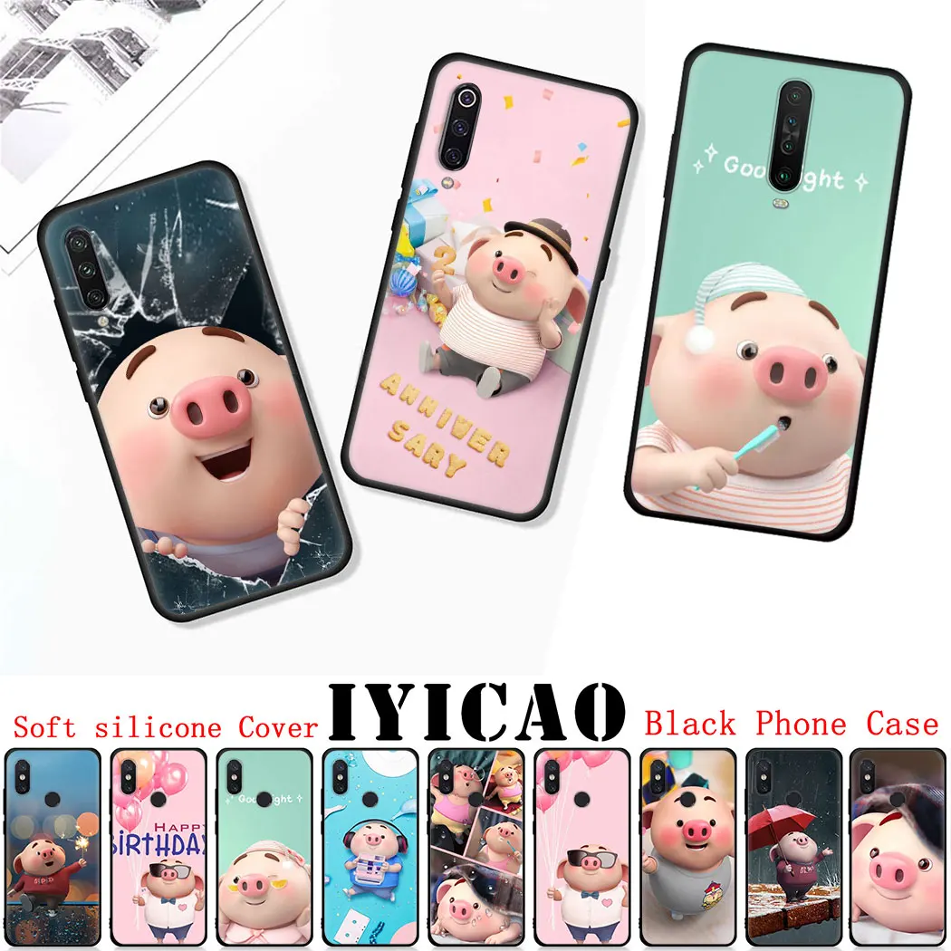 Soft silicone Cover for Redmi 6 K20 Pro 5 Plus 6A 5A 4A 7 7A 8A S2 Go Black Phone Case Cute Pig | Мобильные телефоны и