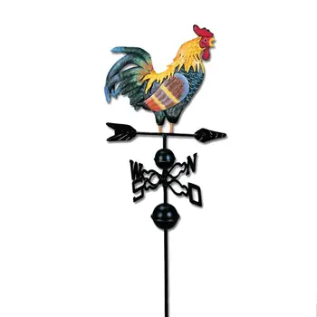 

130cm Colorful Painted Cock Weather Vane Iron Rooster Wind Vane Roof Mount Weathervane Wind Garden Oranment Decoration