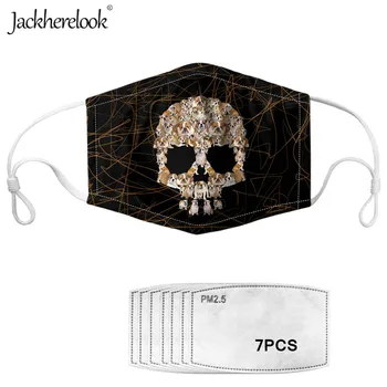 

Jackherelook Black Skull Brand Design Face Mask Anti-Dust PM2.5 Pollution Mascarilla 7PCS Filters Prevent Bacteria Mascarilla