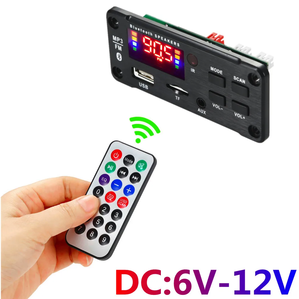 Placa amplificadora 50W  Player Decoder Board 5V-18V Bluetooth-compatible 5.0 Car FM Radio Module TF USB AUX WMA Player Decode