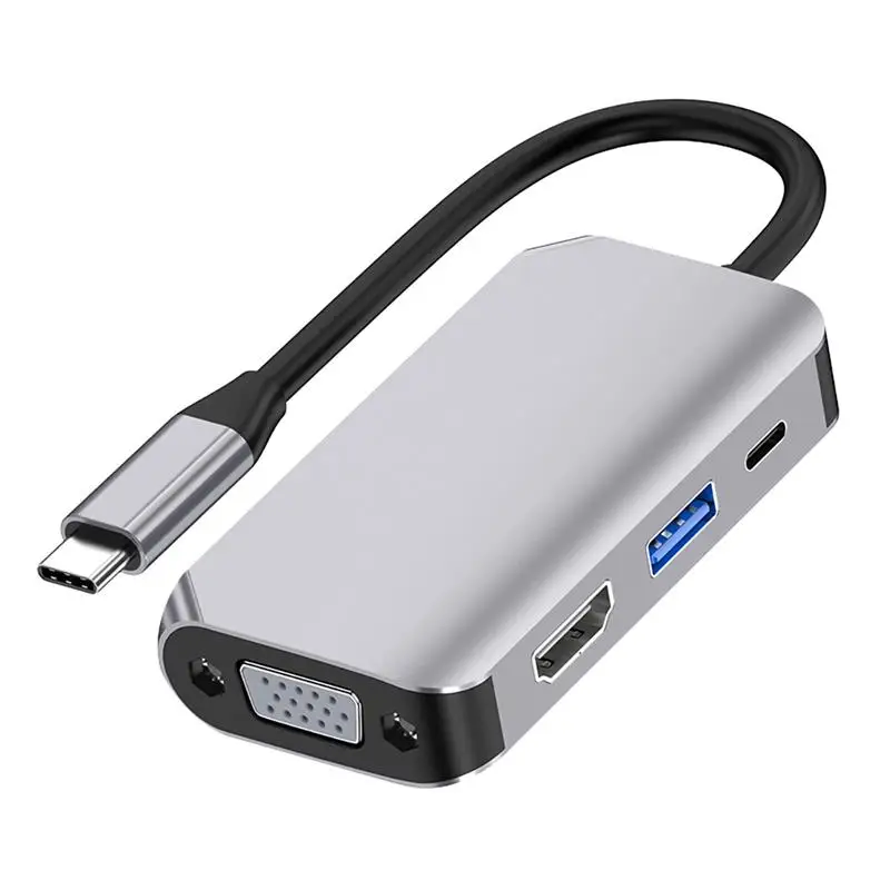 

New Audio Splitter Type-C to HD 4-in-1 Cable Adapter Aluminum Alloy USB 3.0 Converter Splitter