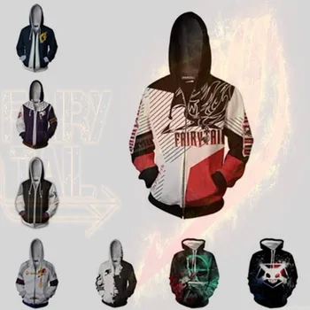 

Anime Fairy Tail Cosplay Costume Sweatshirts Hoodie Zipper Hoodie Unisex 3D Casual Jacket Top