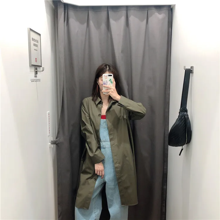 2019u Home WOMEN'S Dress Autumn Elegant Versatile Mid-length Cotton Coat UYIKONG Loose Casual Straight-Cut Trench Coat