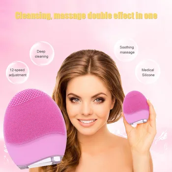 

limpiador facial Mini Silicone Face Cleansing Brush Electric Deep Pore Facial Washer Blackhead Remover Skin Care Face Cleanser