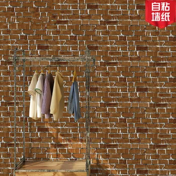 

Retro Nostalgic Brown Imitation Brick Pattern Wallpaper Self-Adhesive Waterproof Moisture-Proof Living Room Background Wallpaper