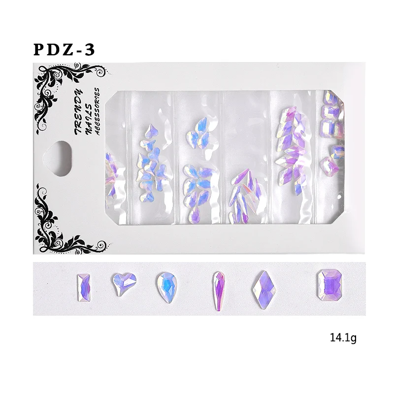 1 Pack 3D Nail Rhinestones Stones Mixed Colorful DIY Design Horse Eye Shape Crystals Nail Art Decorations - Color: S08069