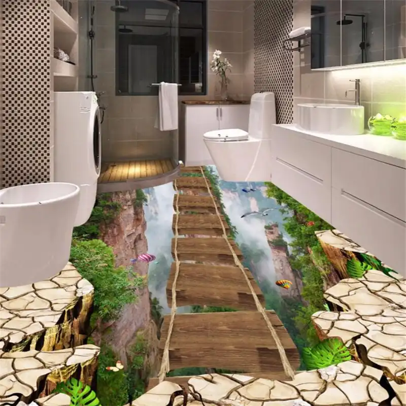 Wellyu Kustom Lantai Dekorasi Lukisan 3d Tebing Jembatan Lembah Gunung Jalan 3d Perekat Diri Tiga Dimensi Lukisan Painting 3d Custom Floors3d Floor Painting Aliexpress