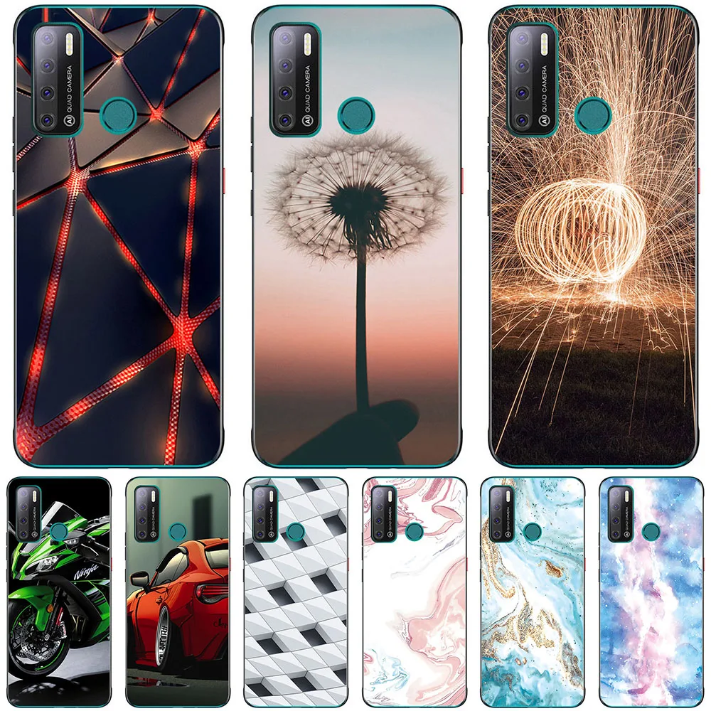 Чехлы и сумки для телефонов Tecno Pouvoir 4 Pro 2020 модный мраморный струйный чехол сумка |