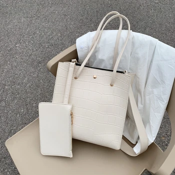 

Fashion 2 Sets Stone Pattern Branded Small PU Leather Crossbody Bags For Women Tend Shoulder Handbags Female Travel Totes Bags