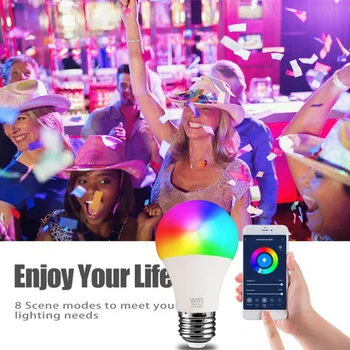 

Smart Night Light Bulb Wifi Hue Light E27/E26/B22 RGB+CCT LED Bulb Dimmable Voice Control Work With Alexa Google Wholesale