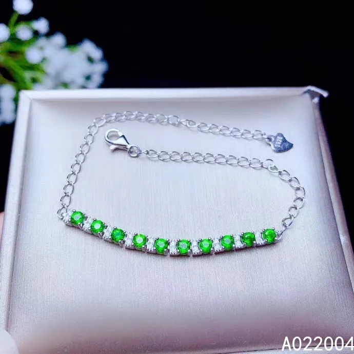 

KJJEAXCMY Fine Jewelry 925 Sterling Silver inlaid diopside women hand bracelet trendy support detection