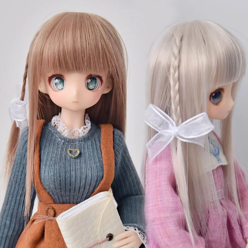 

D03-P291 children toy BJD DD SD MSD 1/8 1/12 ob11 doll's Accessoriess wig Long straight hair with bangs and braids 1pcs