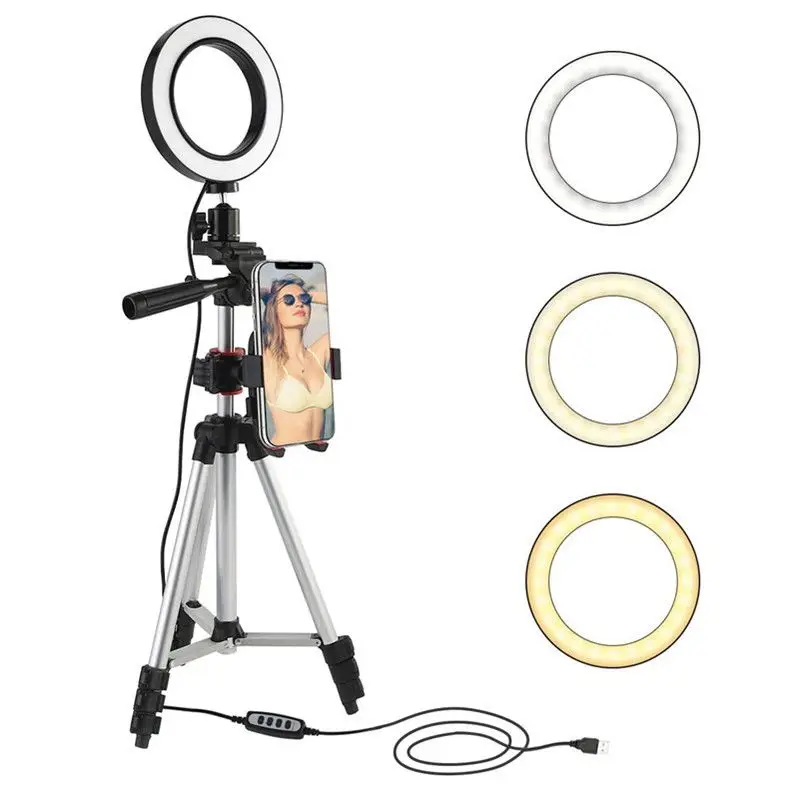 6.3 inch Ring light With Tripod Cell Phone Holder Photography Lighting For Live Stream YouTube Video Makeup Tiktok LED Ring Lamp