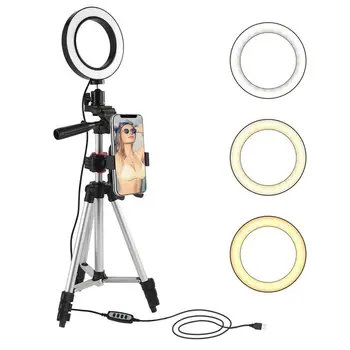 

6.3 inch Ring light With Tripod Cell Phone Holder Photography Lighting For Live Stream YouTube Video Makeup Tiktok LED Ring Lamp